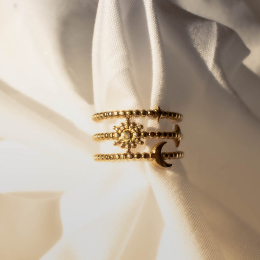 Be the Sun Moon Star | Gold Open Ring Female