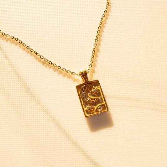 Create your own universe | Square Moon Eye Necklace
