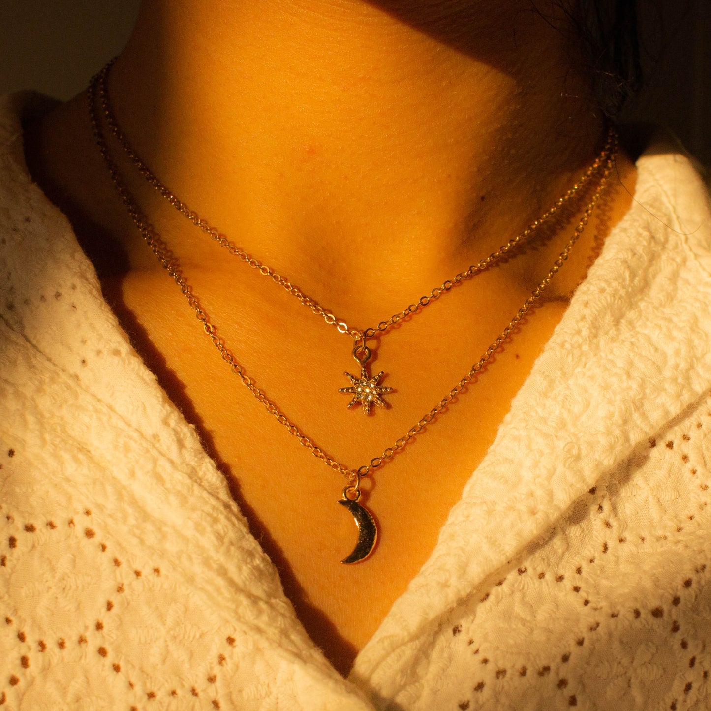 Aim for the moon | New star and moon 2 layer necklace