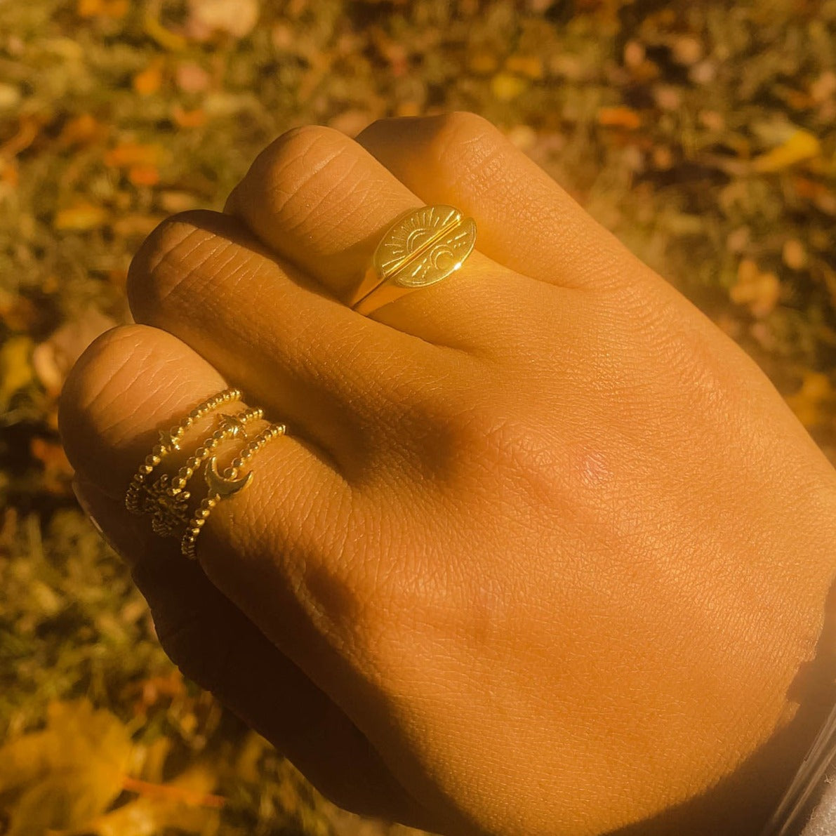 It's a good day to have a good day | Gold Moon Sun Ring